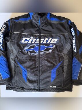 Castle X Blade Insulated Snowmobile Jacket XXL Black Blue Winter Riding Coat